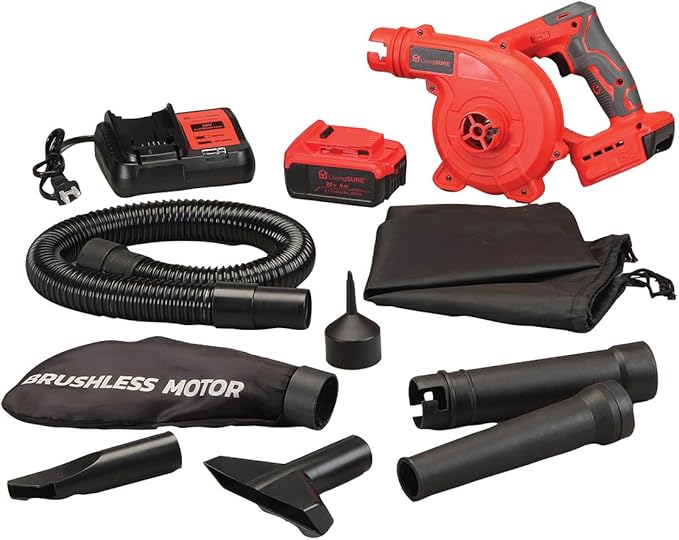 LivingSURE Cordless Leaf Blower Vacuum, Battery & Charger