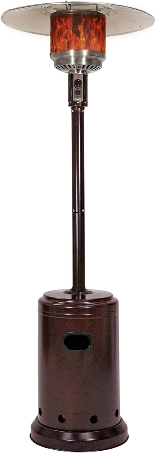 Amazon Basics 46,000 BTU Outdoor Propane Patio Heater with Wheels, Commercial & Residential, Havana Bronze, with Water Tank, 32.1 x 32.1 x 91.3 inches (LxWxH)