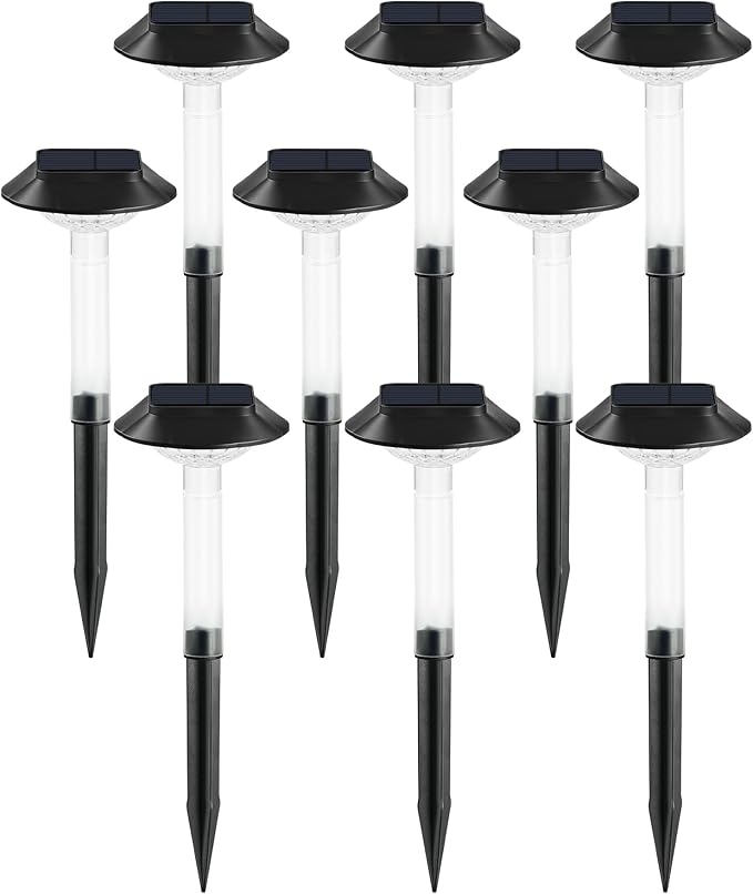 ALEPOD Color Changing Solar Pathway Lights - 10 Pack IP68 Waterproof with 7 RGB Modes for Halloween & Christmas Yard, Garden, Walkway, Pathway, Backyard, Lawn Decoration