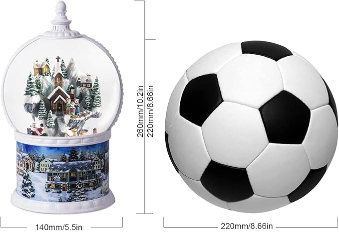 10.2 Inch High Large Size Christmas Snow Globes,Large Size Glitter Globe,6H Timer Musical Box with 8 Christmas Songs