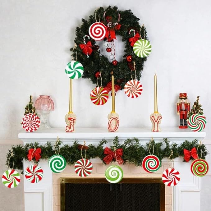 Christmas Tree Decorations - 16 PCS Christmas Tree Candy Paper Hanging Ornament Holiday Ornaments Decor Home Indoors
