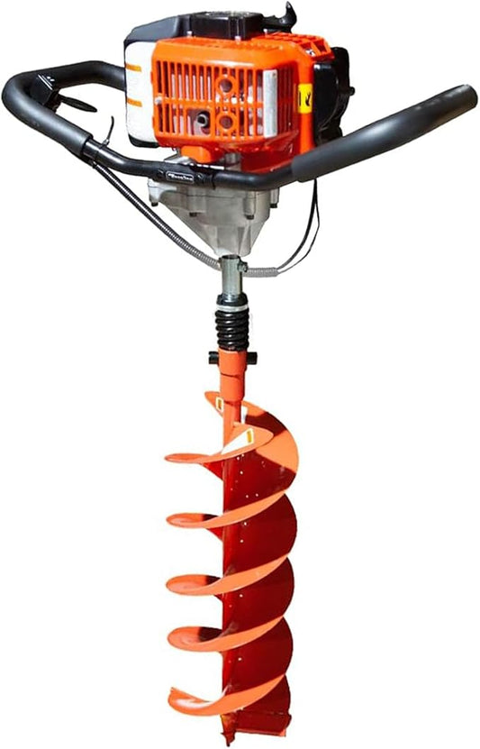GardenTrax 52cc Earth Auger Combo Double Dirt Volume Dual Spiral EPA Compliant Post Hole Digger w/8Inch Auger Drill Bit