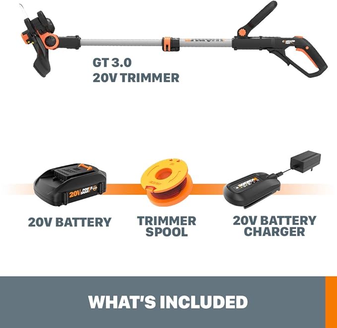 Worx String Trimmer Cordless GT3.0 20V PowerShare 12 Edger & Weed Trimmer (2 Batteries & Charger Included) WG163