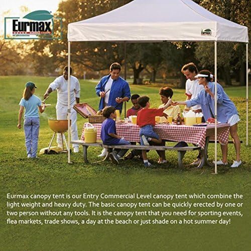 Eurmax USA Standard 10x10ft Patio Pop Up Canopy Tent for Outdoor Events Commercial Instant Canopies with Heavy Duty Roller Bag,Bonus 4 Canopy Sand Bags (Sky Blue)