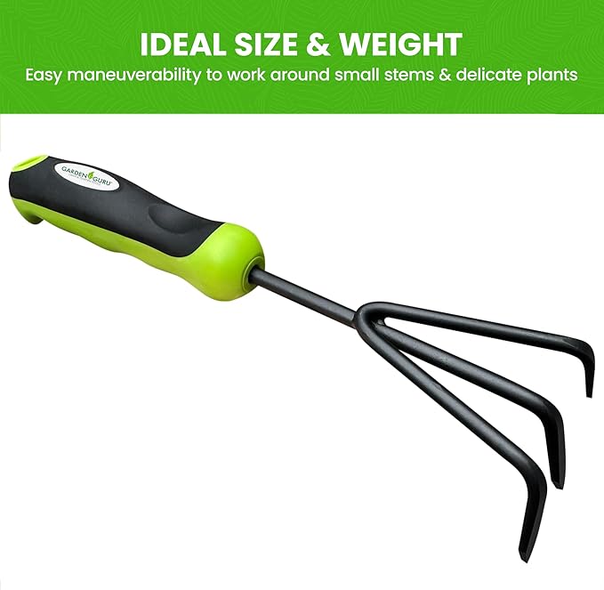 Garden Guru Garden Tool Set 3pc Hand Trowel Transplanter Cultivator ? Heavy Duty Rust Resistant Carbon Steel - Ergonomic Comfort Grip Handle ? Perfect Gardening Tool Kit Gifts for Women & Men