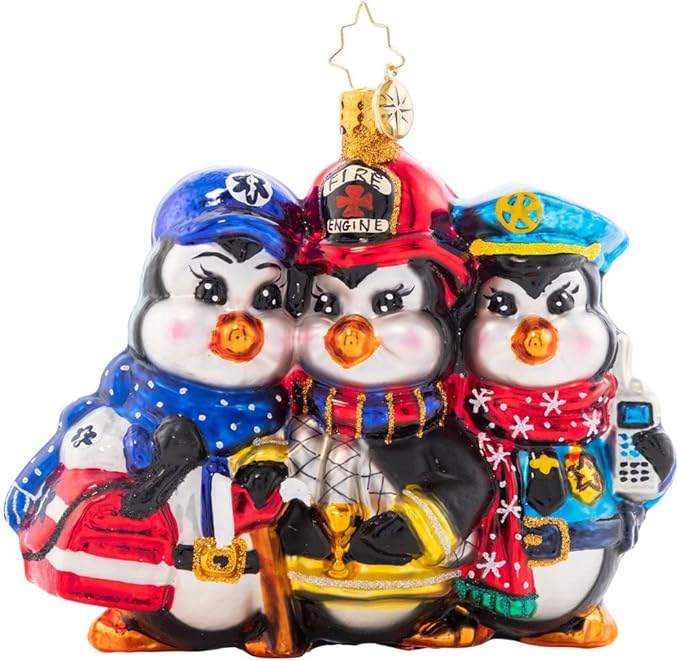Christopher Radko Hand-Crafted European Glass Christmas Tree Decorative Ornament, First Responder Charity