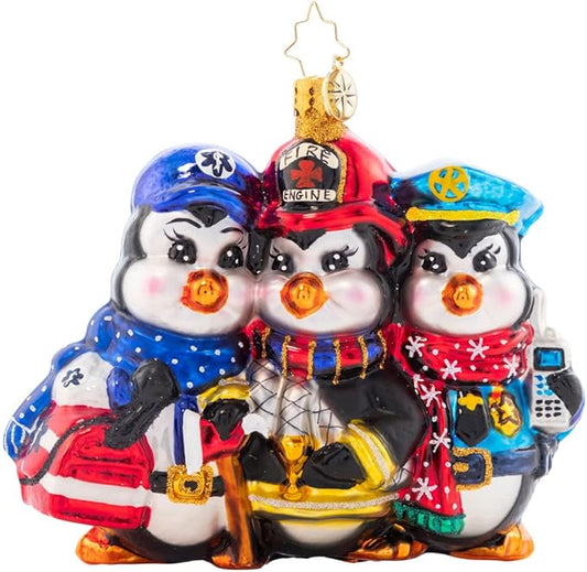 Christopher Radko Hand-Crafted European Glass Christmas Tree Decorative Ornament, First Responder Charity