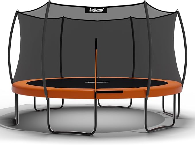 LeJump Outdoor Springless Trampolines 14FT 10FT Non-Spring ASTM Approved Recreational Big Trampoline with Enclosure Net Best Choice Outdoor Trampoline for Adults and Kids