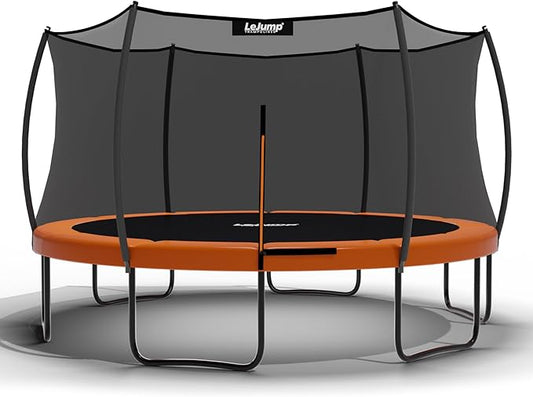 LeJump Outdoor Springless Trampolines 14FT 10FT Non-Spring ASTM Approved Recreational Big Trampoline with Enclosure Net Best Choice Outdoor Trampoline for Adults and Kids