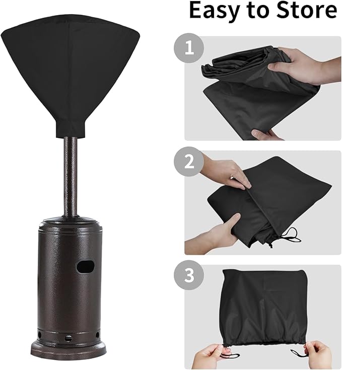 Outdoor 34 In Patio Heater Top Cover with Zipper and Storage Bag, Heavy-Duty Oxford Waterproof Round 34D Heater Cover Top for Standing Heat, Dustproof, Windproof,UV-Resistant (Top Cover Only, Black)