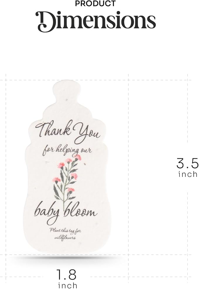 Baby Bottle Shaped Seed Paper – 5Pcs Pink Baby Shower Favors for Guests with Wildflower Seeds, Writable & Plantable, Gender Reveal, Birthday Gifts for Guest