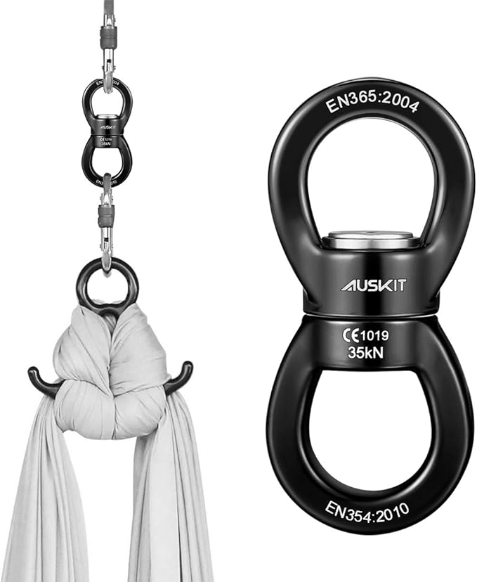 Black Swing Swivel, 35 KN Safest Rotational Device Hanging Accessory