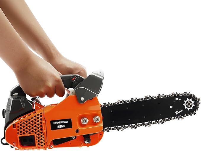 12 Inch Top Handle Gas Chainsaw,2-Stroke 25.4CC 2-Cycle Handheld Cordless Petrol Portable Gas Powered Chain Saw Little Saw Lightweight for Forest, Wood, Garden and Farm Cutting