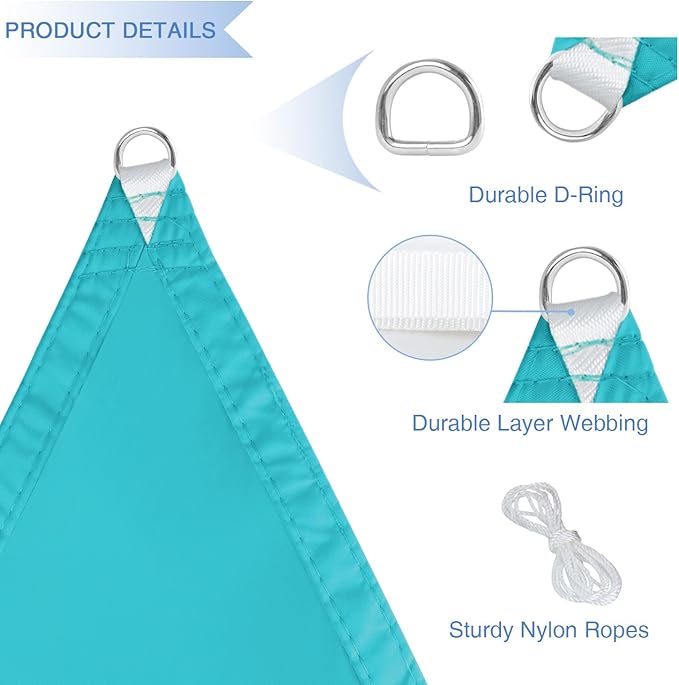 E&K Sunrise 5' x 20' Waterproof Sun Shade Sail Outdoor Rectangle Canopy Shade Cover UV Block for Pergola Patio Backyard Garden Deck (Turquoise)