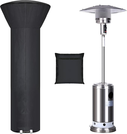 Patio Heater Covers with Zipper and Storage Bag,Waterproof,Dustproof,Wind-Resistant,Sunlight-Resistant,Snow-Resistant,Black,87'' Height x 33 Dome x 19 Base