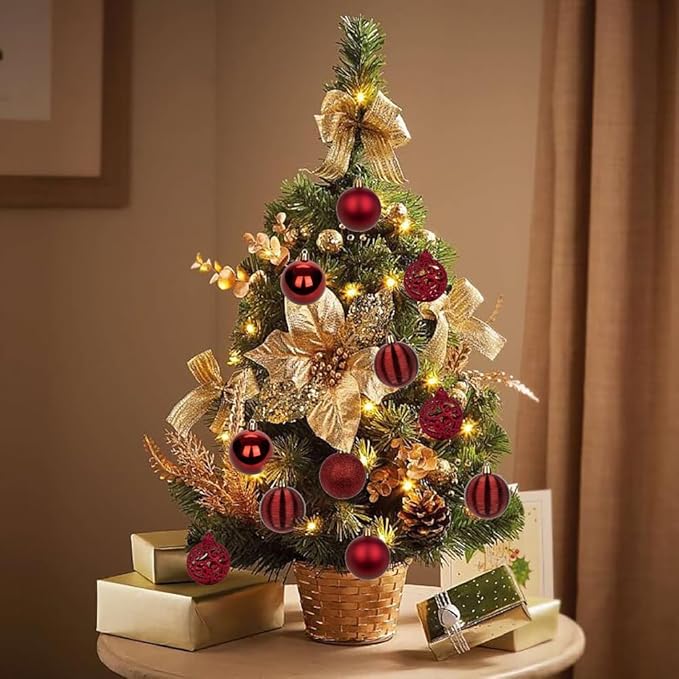 30PCS 2.36" Christmas Ball Ornaments Shatterproof Burgundy Christmas Tree Decorations Xmas Tree Balls Halloween Ornaments Décor