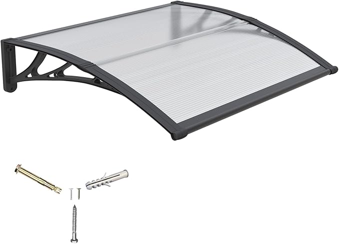 Awning for Door Entrance,32x40 in Window Awnings for Doors Canopy Polycarbonate Cover Patio Door Awning UV Rain Snow Sunlight Protection Hollow Shee
