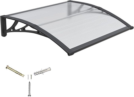 Awning for Door Entrance,32x48 Inches Window Awnings for Doors Canopy Polycarbonate Cover Patio Door Awning UV Rain Snow Sunlight Protection Hollow Shee