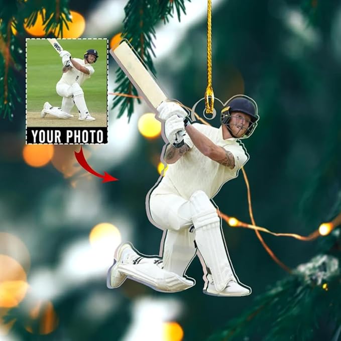 Personalized Cricket Ornament, Custom 2D Acrylic Design for Player or Team, Sports Ornament for Clubs, Fans, and Coaches, Christmas Tree Decoration Keepsake/6
