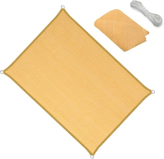10' x 10' Yellow Sun Shade Sail Straight Edge Canopy Awning Pergola Cover, for Outdoor Patio Lawn Garden Backyard Carport