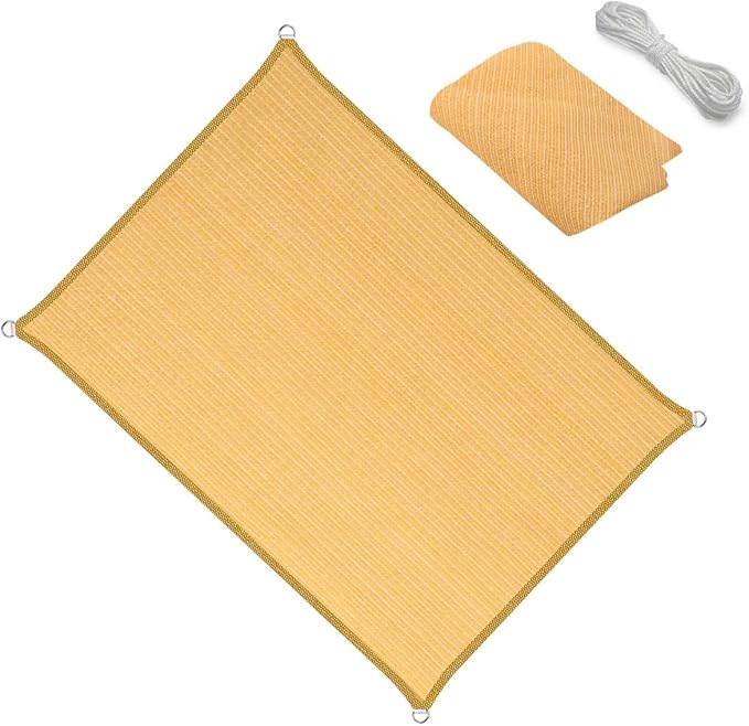 10' x 13' Yellow Sun Shade Sail Straight Edge Canopy Awning Pergola Cover, for Outdoor Patio Lawn Garden Backyard Carport