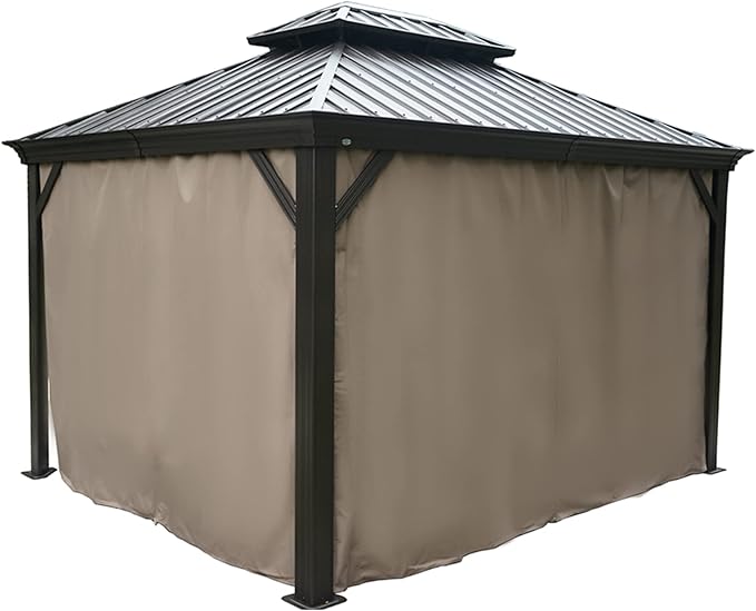 Kozyard Privacy Curtain Outdoor Waterproof Sidewall for Hardtop, OEM Replacement for Patio Gazebo Curtains - Alexander, Caesar, Rosana, Apollo (10ft x 12ft, Brown