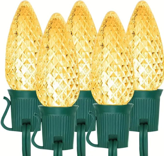 Vintage C9 LED Christmas Lights Outdoor, 50 Feet String Lights with 52pcs Shatterproof C9 Bulbs, Waterproof Connectable Commercial Christmas Tree Lights for Outside Roofline Patio Decor, Warm White