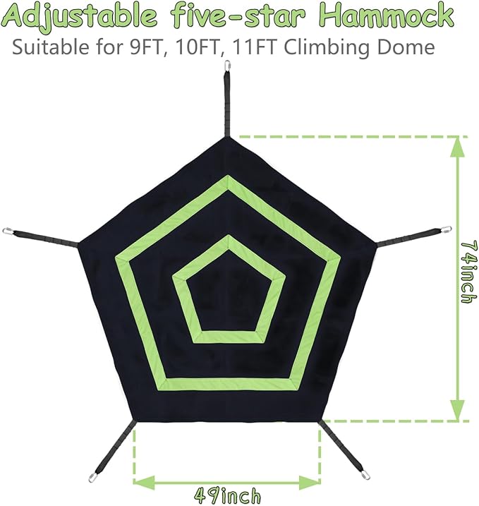 6.2-Foot Outdoor Dome Climber Accessories for 9/10/11FT Climbing Dome, 49x74 Inch Waterproof Accessory with Carabiner, Holds 350 Lbs
