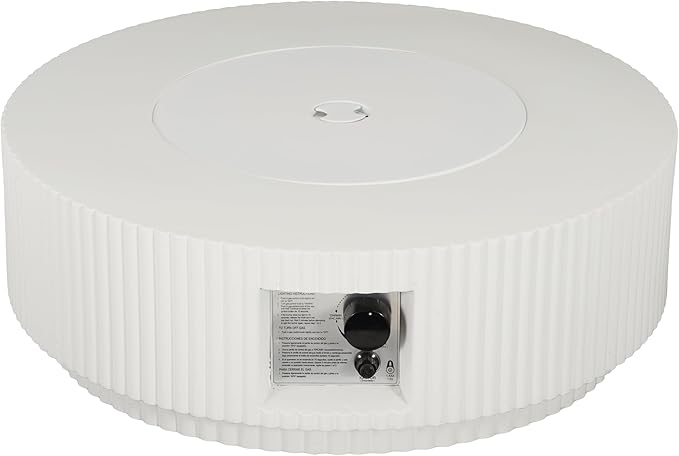 Merax 40,000 BTU Propane Fire Pit Table with Lid, MGO Concrete Outdoor Patio Heater, 2-in-1 Coffee Table with Adjustable Flame, White(Tank Cover Not Provided)