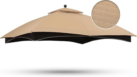 ABCCANOPY Riplock Gazebo Replacement Canopy Top for Lowe's Allen Roth #GF-12S004B-1, Beige