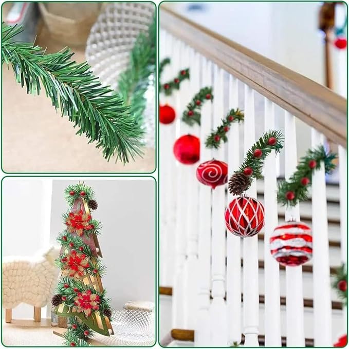 Christmas Garland, Artificial Non-Lit Green Garlands 54FT Classic Christmas Greenery Garland Festive Home Decor for Indoor or Outdoor Use