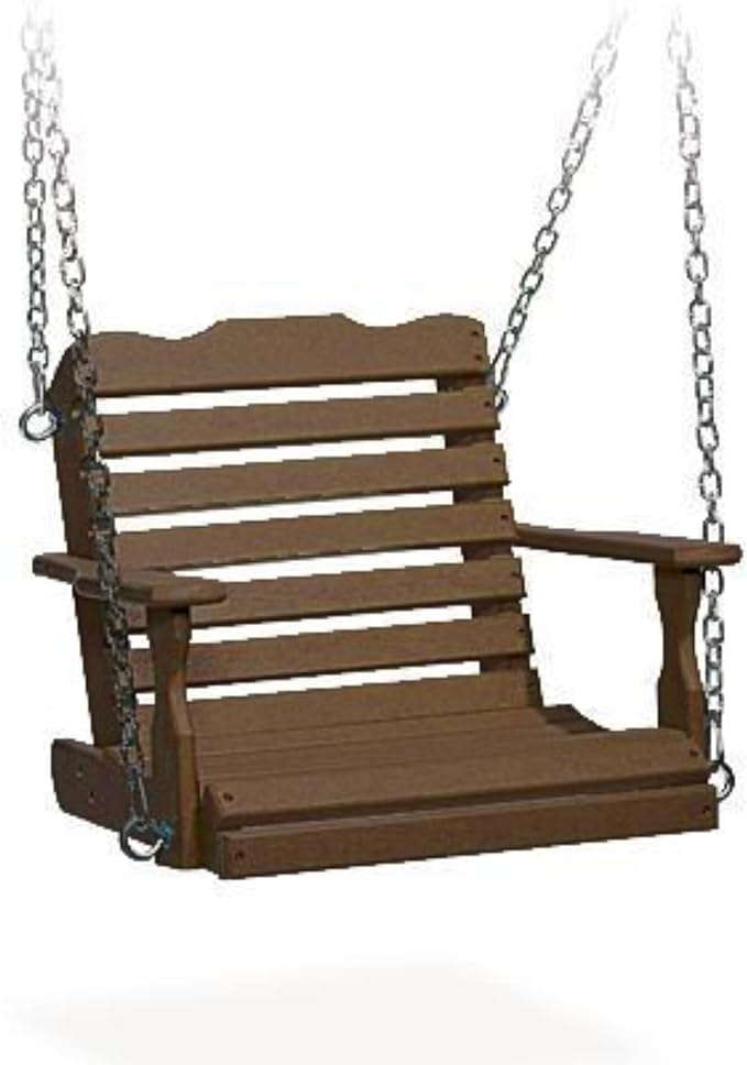 DutchCrafters Poly Kids Swing Seat, Outdoor Swing for Kids Ages 2-6, Toddler Swings for Swingset Accessories Outdoor Playground Swings, Recycled HDPE Plastic - Amish Made in USA (Brown)