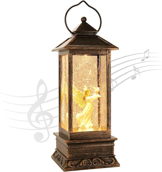 Christmas Music Snow Globe, Lighted Angel Water Lantern,Mothers Day Angel Gift for Mom from Daughters and Son, Glittering Christmas Decorations,Home Decor and Home Gifts