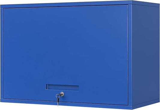 Yizosh Metal Garage Wall Cabinet with Doors and Shelves, Wall Mounted Metal Storage Cabinet, Floating Garage Tool Cabinet for Garage, Basement, Kitchen, Warehouse (Blue, 21.6 H)
