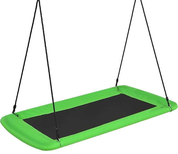Costzon 700lb Giant 60'' Platform Tree Swing for Kids and Adults, Wear- Resistant Indoor/Outdoor Rectangle Swing with Durable Steel Frame and 2 Hanging Straps for Porch, Backyard (Green)