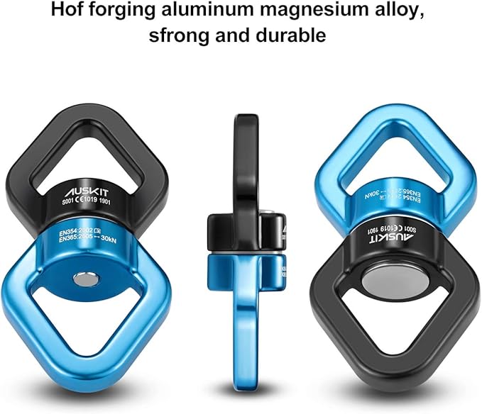 Black Blue Swing Swivel, 30 KN Safest Rotational Device Hanging Accessory