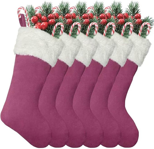 Christmas Stockings 6Pack 20 Inches Big Xmas Stocking for Family Holiday Decorations and Xmas Tree Fireplace Decor Merry Christmas(6, Pink-Large)