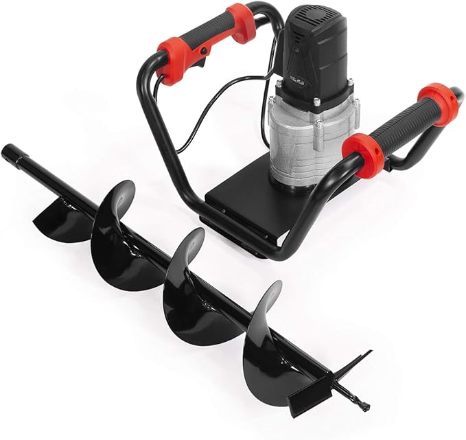 XtremepowerUS 1500W Electric Post Hole Digger Earth Auger Dig Hole Fence Post Hole Digging, Tree Planting with 6 Digging Auger Bit Set, 3/4 Shaft
