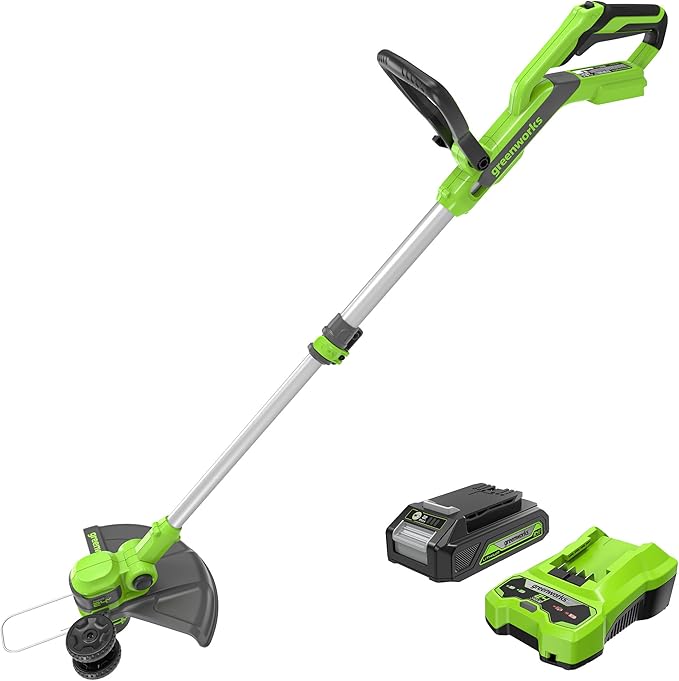 Greenworks 24V Cordless String Trimmer/Edger (Gen 2), 12 Cutting Width, Ultra-Light 6 lbs Design, with 2.0Ah Battery & Charger Included