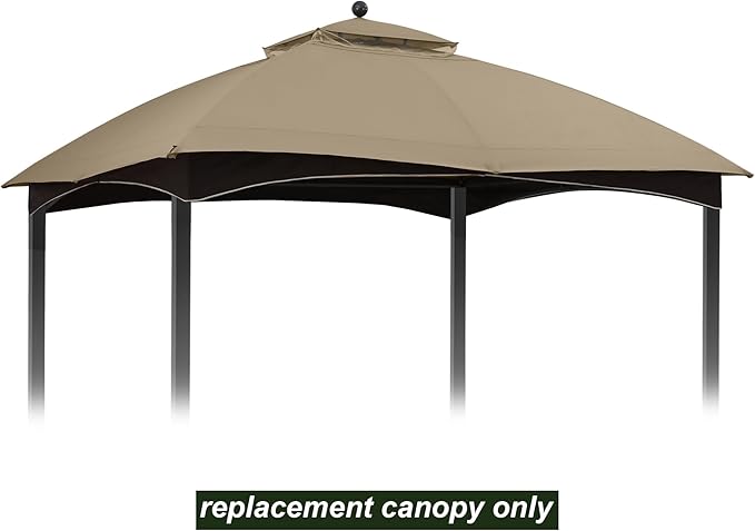 ABCCANOPY Riplock Gazebo Replacement Canopy Top for Lowe's Allen Roth #GF-12S004B-1, Khaki