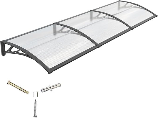 Awning for Door Entrance,32x120 inches Window Awnings for Doors Canopy Polycarbonate Cover Patio Door Awning UV Rain Snow Sunlight Protection Hollow Shee