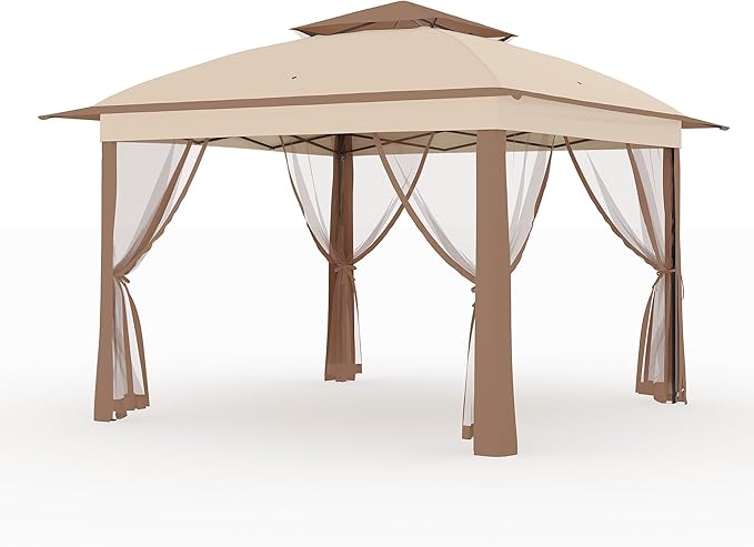 11x11 Pop Up Instant Gazebo Tent for Backyard, Pop Up Gazebo With Mosquito Netting, Outdoor Canopy Gazebos Waterproof With Portable Carrying Bag