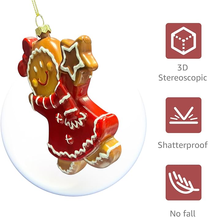 3pcs Gingerbread Christmas Tree Ornaments Set 2025 House Shatterproof Ornament 3D Decorations Indoor Unique Decor Gifts for Grandkids