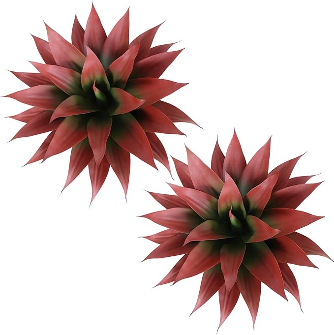 Faux Agave Plant Outdoor, 28 inch Lagre Artificial Succulents Stems, Fake Agave Plants for Home Decor (2Pack, Red)