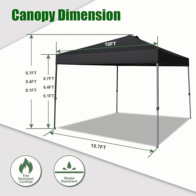 Eurmax USA NOMATTER ONE-Person Open&Close 10x10ft Pop Up Canopy Tent，Portable Shelter Canopy for Outdoor Events，Instant Canopies, Temporary Sunshade,Bonus 4 Sand Bags(Hi-Vis Orange)