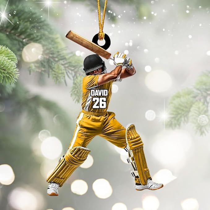 Personalized Cricket Ornament, Custom 2D Acrylic Design for Player or Team, Sports Ornament for Clubs, Fans, and Coaches, Christmas Tree Decoration Keepsake/4