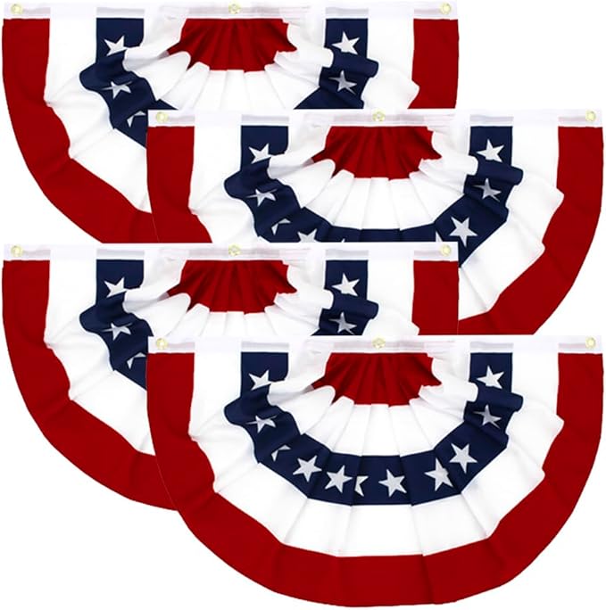 Flaglink 3x6Ft American Pleated Fan Flag Width Approx 180cm - US Patriotic Half Fan Bunting Flag 4 Pack
