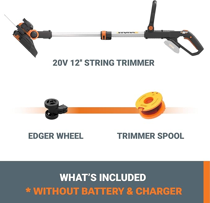 Worx String Trimmer Cordless 3.0 20V PowerShare 12 Edger & Weed Trimmer (Battery and Charger Not Included) WG163.9
