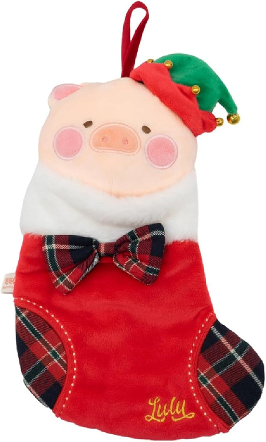Lulu The Piggy Christmas Stockings| Cute Plush Stockings for Christmas| Red Christmas Stockings for Kids, Famaily| Party Holiday Decor Hanging Ornament
