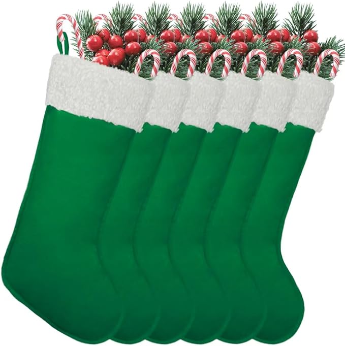 6Pack Traditional Christmas Stockings 20 Inches – Large Holiday Velvet Xmas Stockings for Fireplace, Home, Office & School Decorations – Classic Plain Christmas Stockings for Family or Business Use